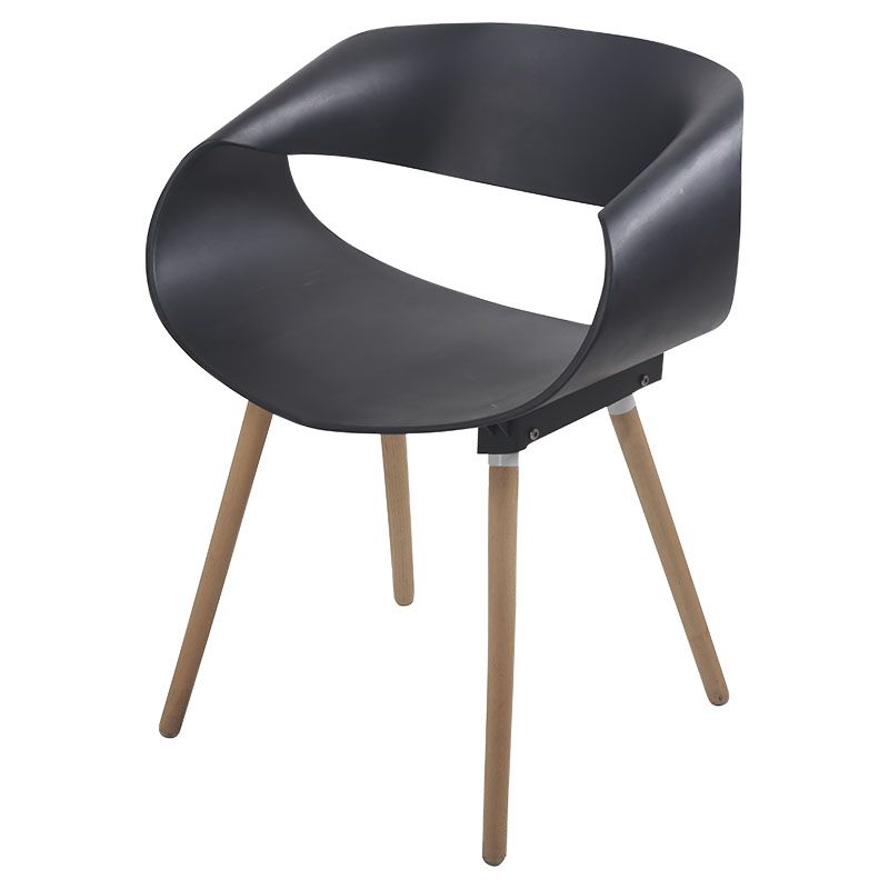 SILLA OVALADA NEGRA CON PATAS DE MADERA 55X62X74CM