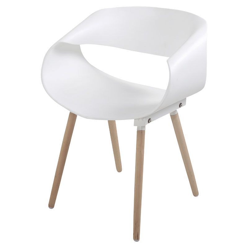 SILLA OVALADA BLACA CON PATAS DE MADERA 55X62X74CM