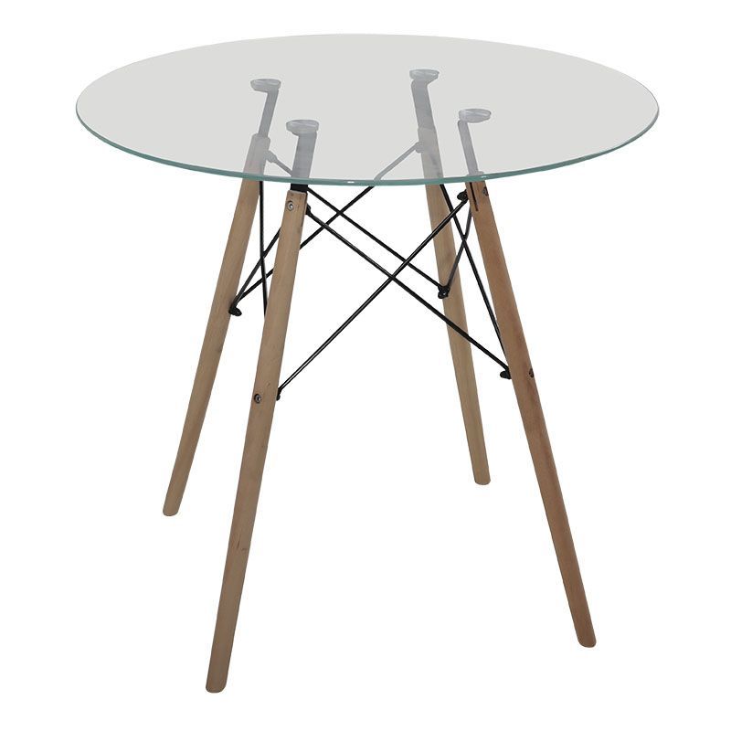 MESA DE VIDRIO- MADERA 100X100X72CM