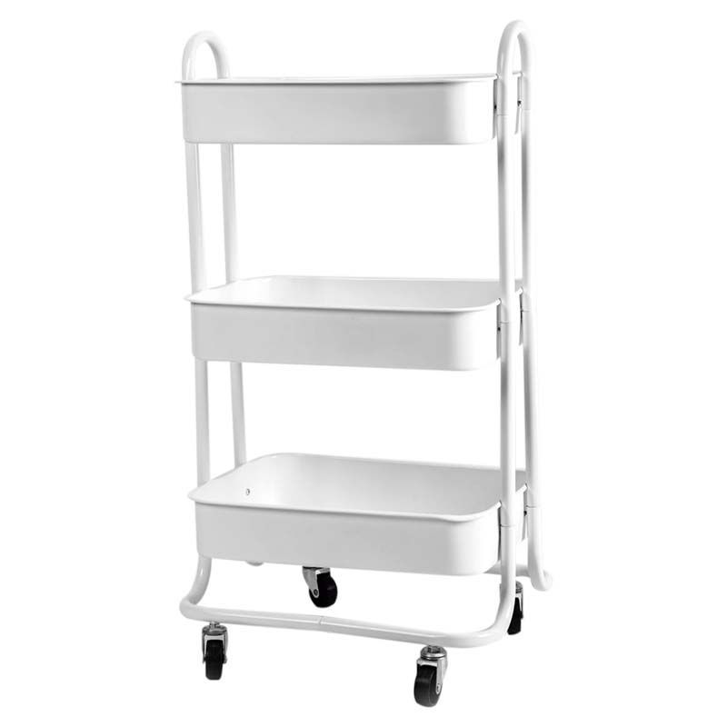 CARRITO ACERO, 3 NIVELES, 84X45X34CM, 44LB X NIVEL, BLANCO