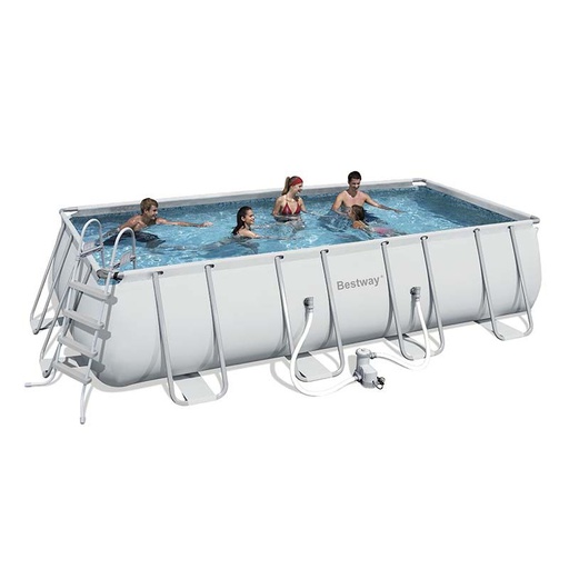 [670003] PISCINA RECTANGULAR C/ PAREDES DE ACERO, 549X274X122CM, GRIS