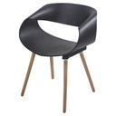 SILLA OVALADA NEGRA CON PATAS DE MADERA 55X62X74CM