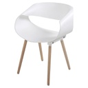 SILLA OVALADA BLACA CON PATAS DE MADERA 55X62X74CM