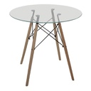 MESA DE VIDRIO- MADERA 100X100X72CM