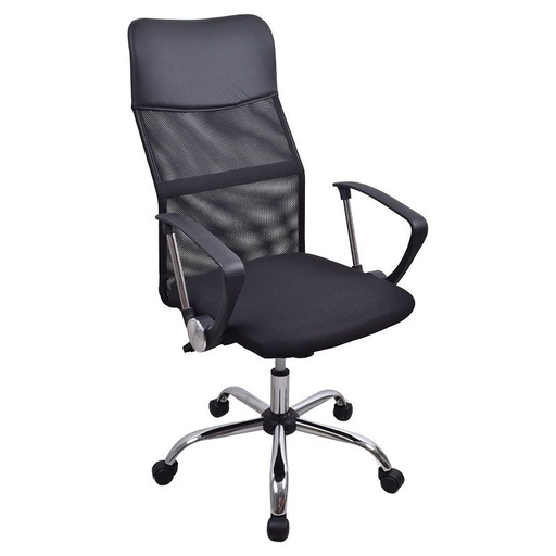 [926020] SILLA DE OFICINA EJECUTIVA 61.5X59X107CM RSPALDO ALTO TELA Y MALLA