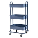 CARRITO ACERO, 3 NIVELES, 84X45X34CM, 44LB X NIVEL, CELESTE