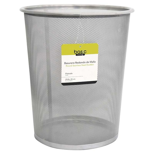 [1130014] BASURERO REDONDO MALLA 35.5X30X30CM, ACERO