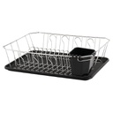 ESCURRIDOR DE PLATO CROMADO CON BANDEJA COLOR NEGRO