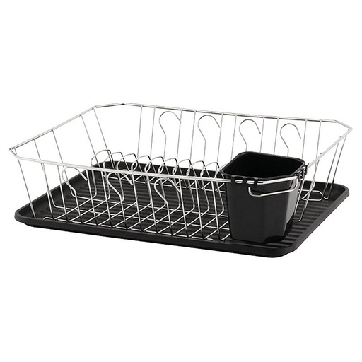 [2544076] ESCURRIDOR DE PLATO CROMADO CON BANDEJA COLOR NEGRO